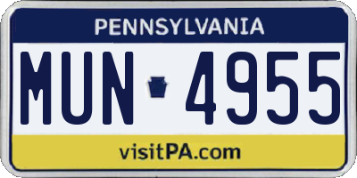PA license plate MUN4955