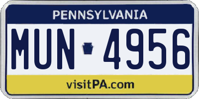 PA license plate MUN4956