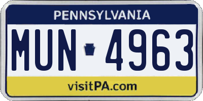 PA license plate MUN4963