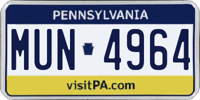 PA license plate MUN4964