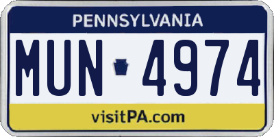 PA license plate MUN4974