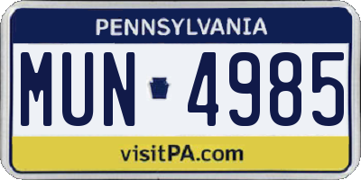 PA license plate MUN4985
