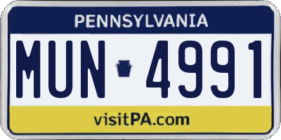 PA license plate MUN4991