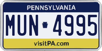 PA license plate MUN4995