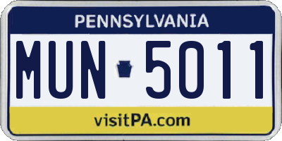 PA license plate MUN5011