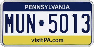 PA license plate MUN5013