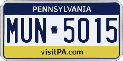 PA license plate MUN5015