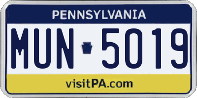 PA license plate MUN5019
