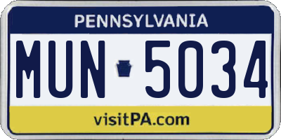 PA license plate MUN5034