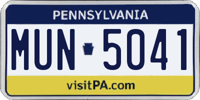 PA license plate MUN5041
