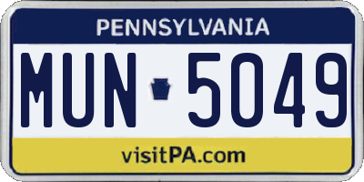 PA license plate MUN5049