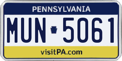 PA license plate MUN5061