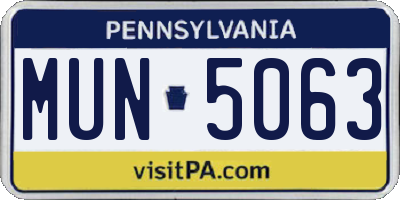 PA license plate MUN5063