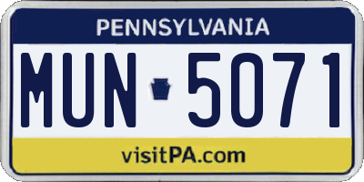 PA license plate MUN5071