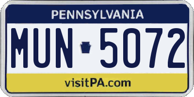 PA license plate MUN5072