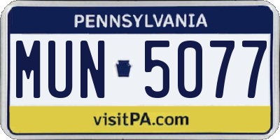 PA license plate MUN5077