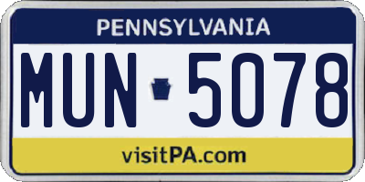 PA license plate MUN5078