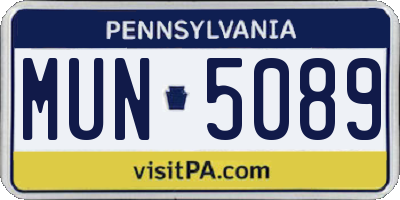 PA license plate MUN5089