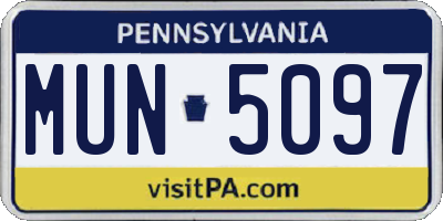 PA license plate MUN5097