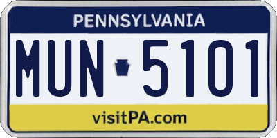 PA license plate MUN5101