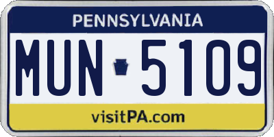 PA license plate MUN5109