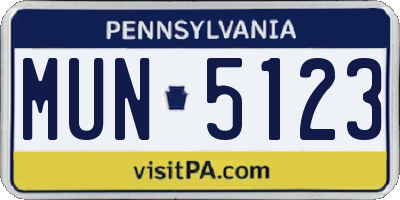 PA license plate MUN5123