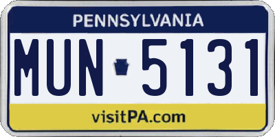 PA license plate MUN5131
