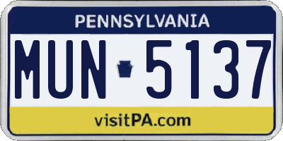 PA license plate MUN5137