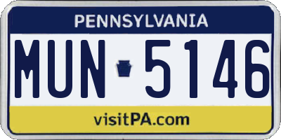 PA license plate MUN5146