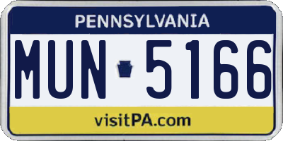 PA license plate MUN5166