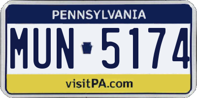 PA license plate MUN5174