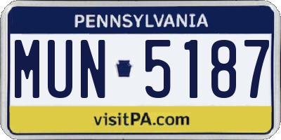 PA license plate MUN5187