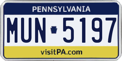 PA license plate MUN5197