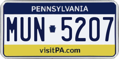 PA license plate MUN5207