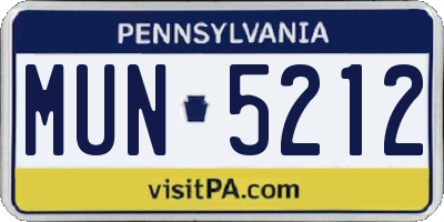 PA license plate MUN5212