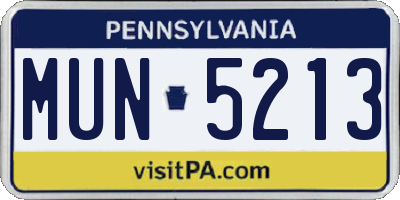PA license plate MUN5213