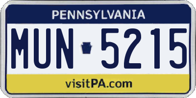 PA license plate MUN5215