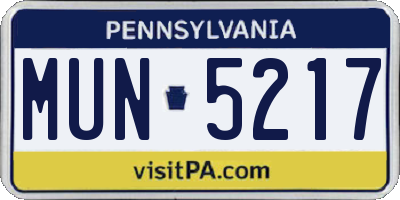 PA license plate MUN5217