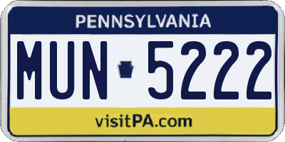 PA license plate MUN5222