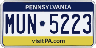 PA license plate MUN5223