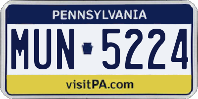 PA license plate MUN5224