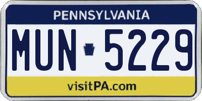 PA license plate MUN5229