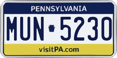 PA license plate MUN5230
