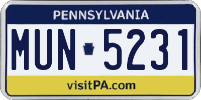 PA license plate MUN5231