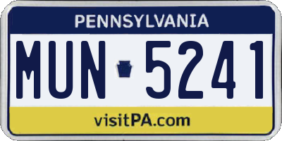 PA license plate MUN5241