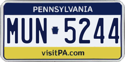 PA license plate MUN5244