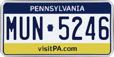PA license plate MUN5246