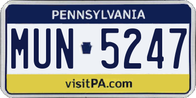 PA license plate MUN5247