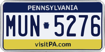 PA license plate MUN5276