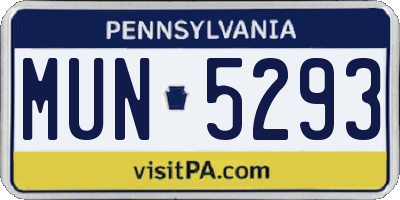 PA license plate MUN5293